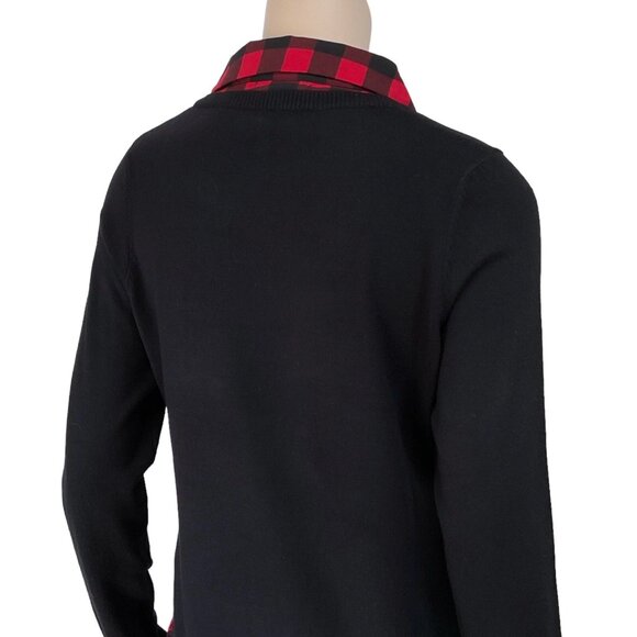NWT Adrianna Papell Women Size Small Buffalo Check Combo Twofer Pullover Sweater - Picture 6 of 8
